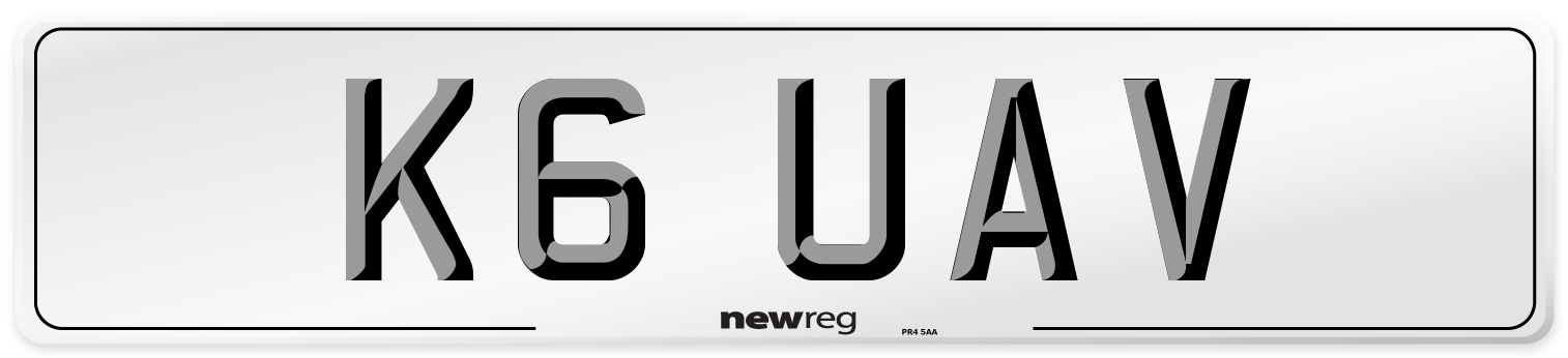 K6 UAV Number Plate from New Reg